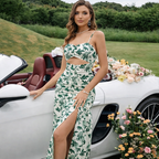 Verdant Bloom Cut-Out Dress