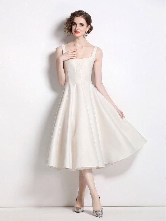 Square Neck Fit & Flare Midi Dress