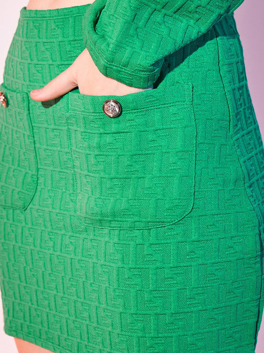 Self Design Coat and Skirt Pair