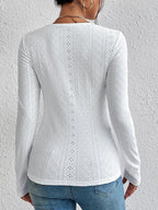V-Neck Long Sleeves Fitted Top In White