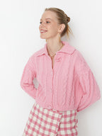 Bayly Pink Cable Knit Cardigan