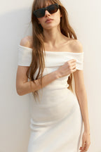 Ribbed Off-The-Shoulder Dress