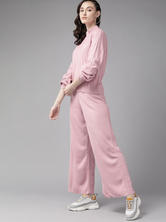 High neck Pink Co-ord Set