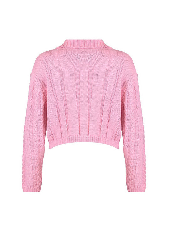 Bayly Pink Cable Knit Cardigan