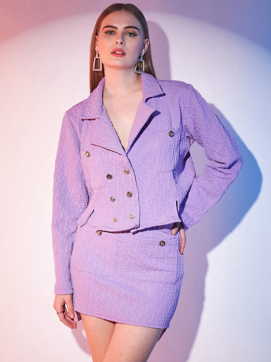 Self Design Coat and Skirt Pair