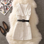 Aria Woolen Top And Tweed Dress Set