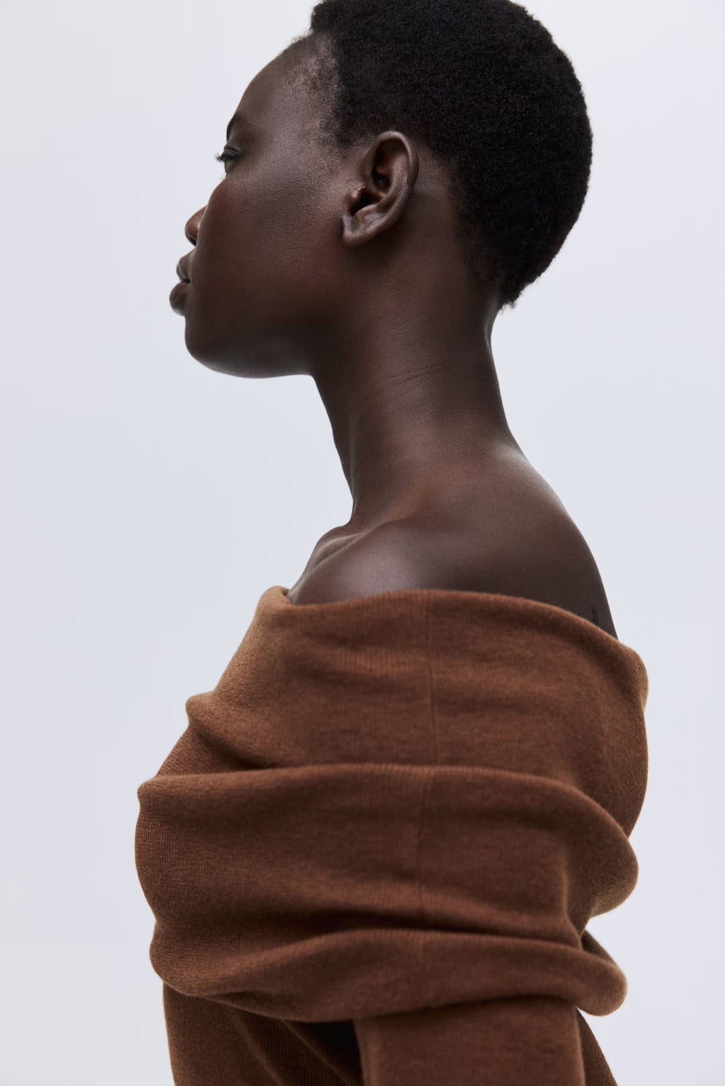 Cropped Rib-Knit Off-The-Shoulder Top