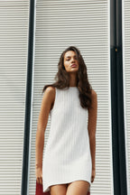 Ivey Textured Knit Dress In White
