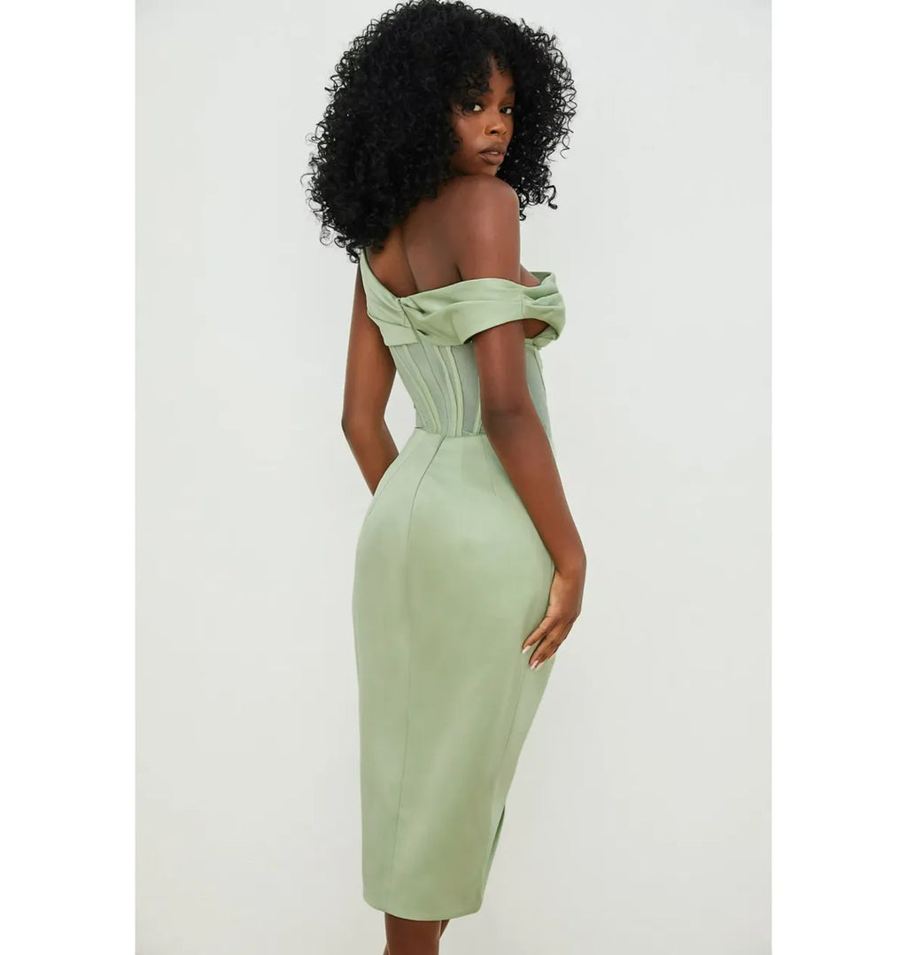 Drape Midi Corset Dress