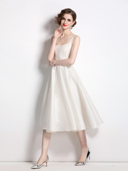 Square Neck Fit & Flare Midi Dress