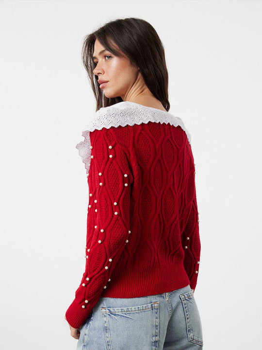 Red Top with Embellished Detail
