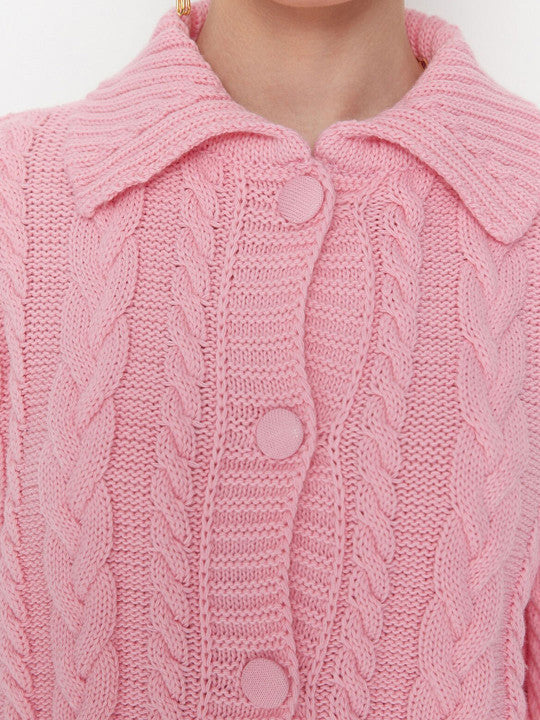 Bayly Pink Cable Knit Cardigan