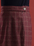 Checked Front-Open Blazer & Skirt Set