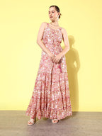 Printed Waist Tie-Ups Basic Jumpsuit