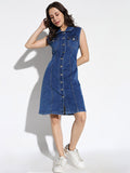 Sleeveless Denim Shirt Dress
