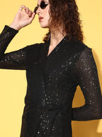 Ariana Solid Shimmer & Sequin Dress