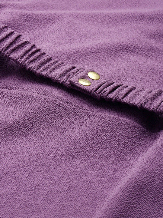 Lavender Notch Collar Belted Dress
