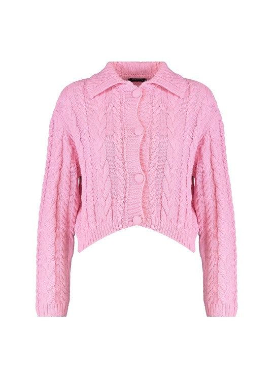 Bayly Pink Cable Knit Cardigan