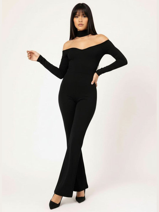 Retro Off-Shoulder Back Jumpsuit