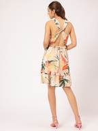 Paradise Printed Styled Back Ruffled Dress