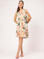Paradise Printed Styled Back Ruffled Dress