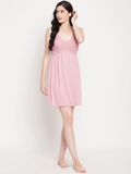 Pink Cotton Regular Night Dress