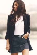 Navy Rolled-Up Sleeves Blazer