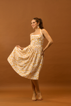 Moon Tie-Around Neck Strap Dress  In Yellow