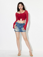 Stretchable Red Sheer Top