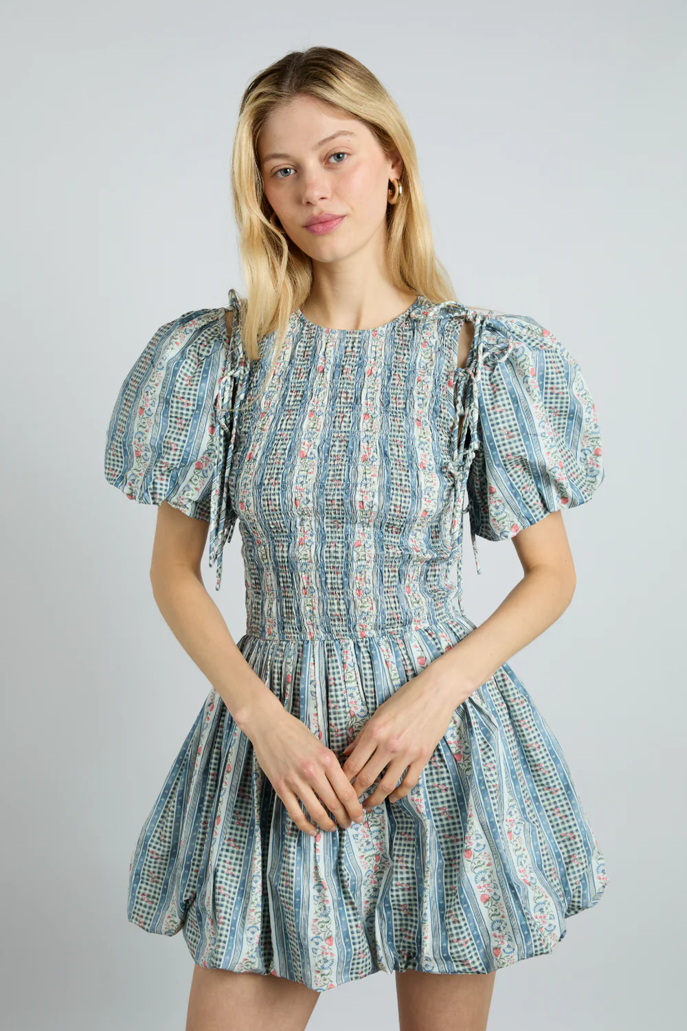 Bubble Mini Dress With Removable Sleeves