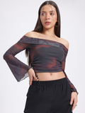 OG Dyes Off-Shoulder Mesh Crop Top