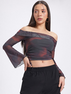 OG Dyes Off-Shoulder Mesh Crop Top