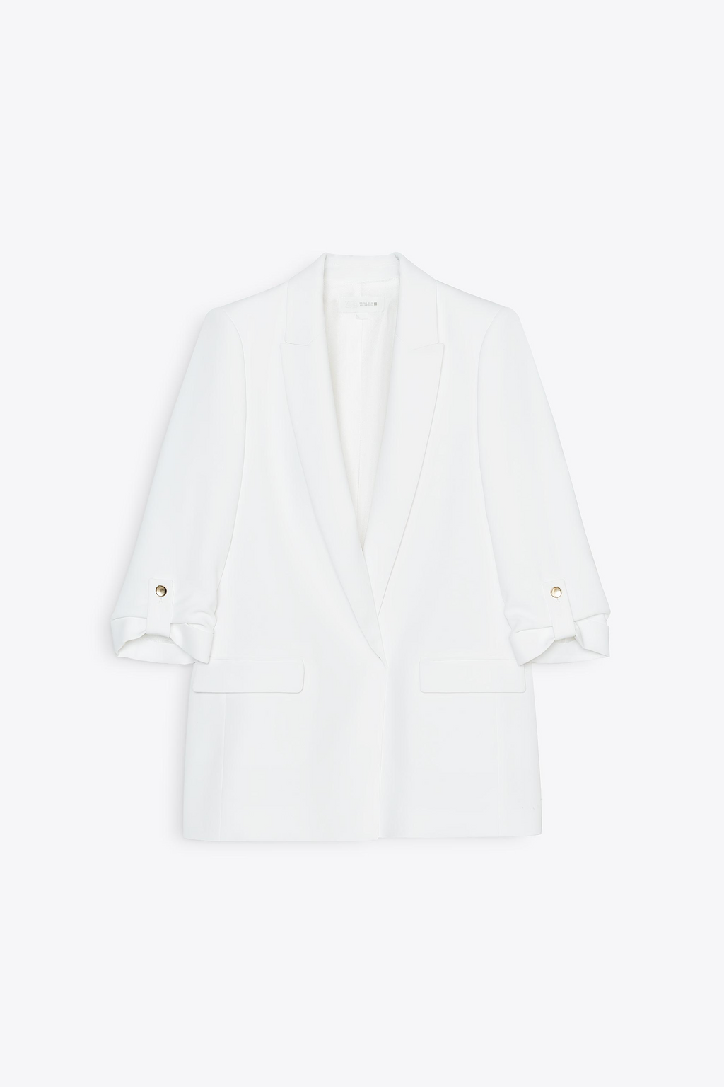 White Rolled-Up Sleeves Blazer