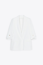 White Rolled-Up Sleeves Blazer