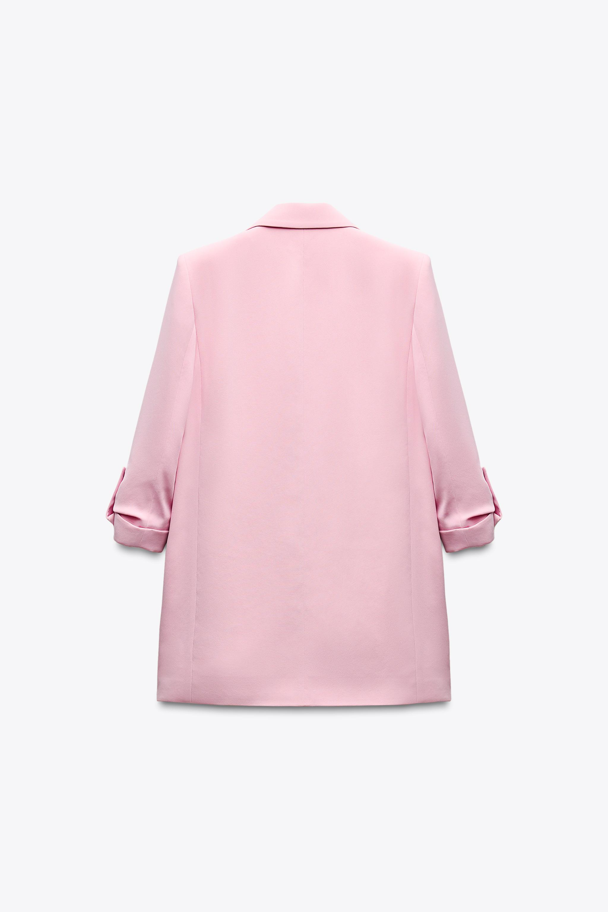 Pink Rolled-Up Sleeves Blazer