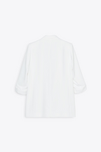 White Rolled-Up Sleeves Blazer