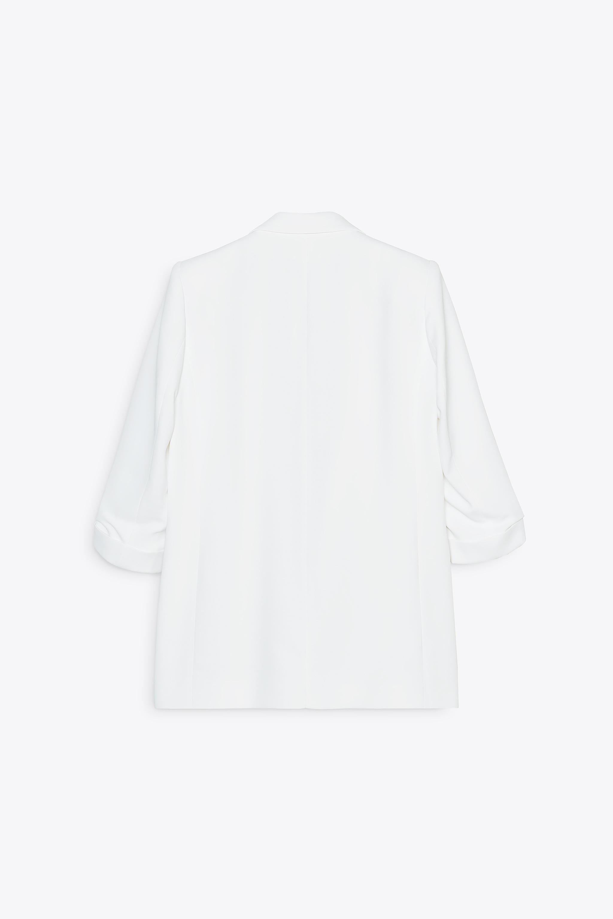 White Rolled-Up Sleeves Blazer