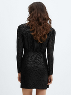 Jacquard V-Neck Black Dress