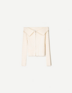 Cable-Knit Bardot Cardigan With Zip
