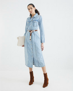 Denim Long Sleeve Midi Shirt Dress
