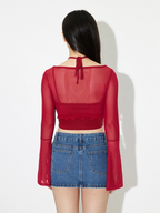 Stretchable Red Sheer Top