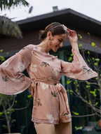 Boat Neck Long Sleeves Playsuit with Belt