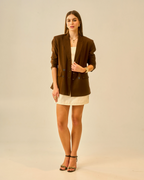 Moon Rich Espresso Brown Double Breasted Blazer