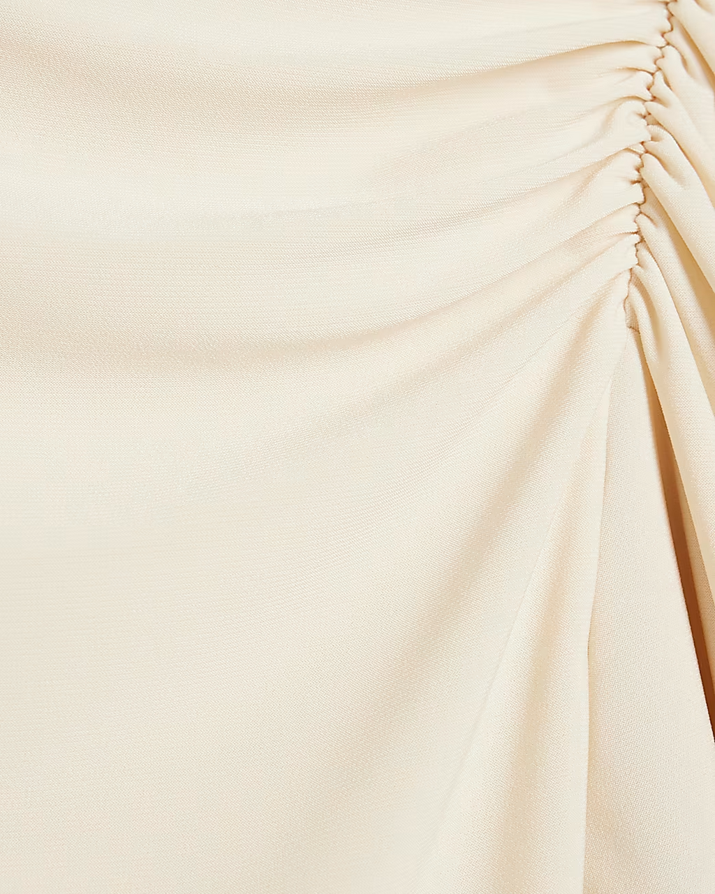 Cream Ruched Hanky Hem Mini Dress
