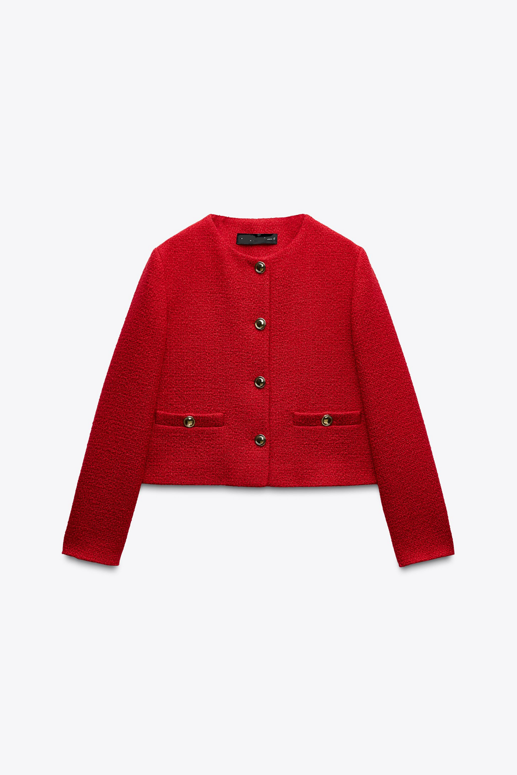 Textured Blazer With Golden Button Detail