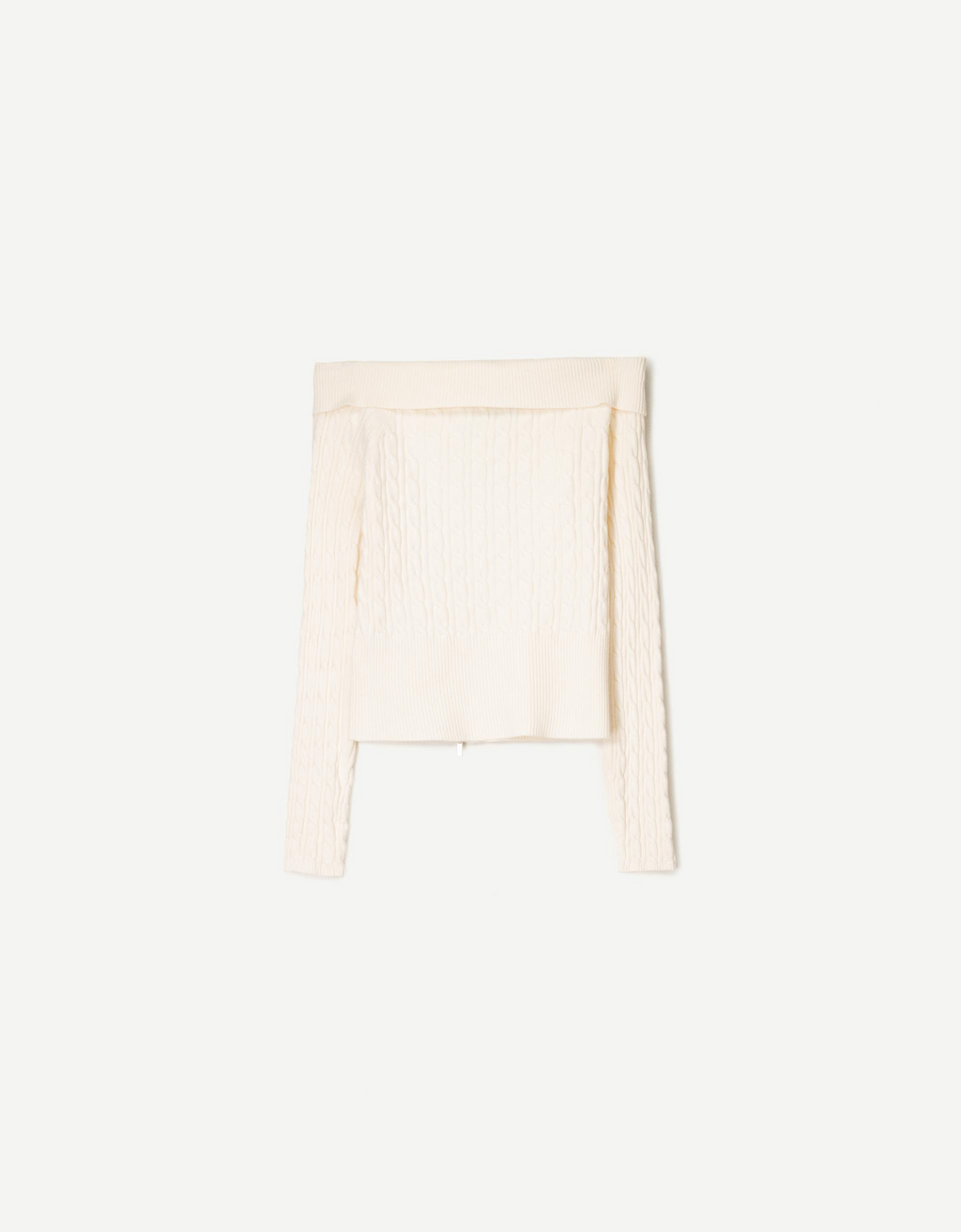 Cable-Knit Bardot Cardigan With Zip