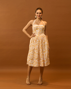 Moon Tie-Around Neck Strap Dress  In Yellow