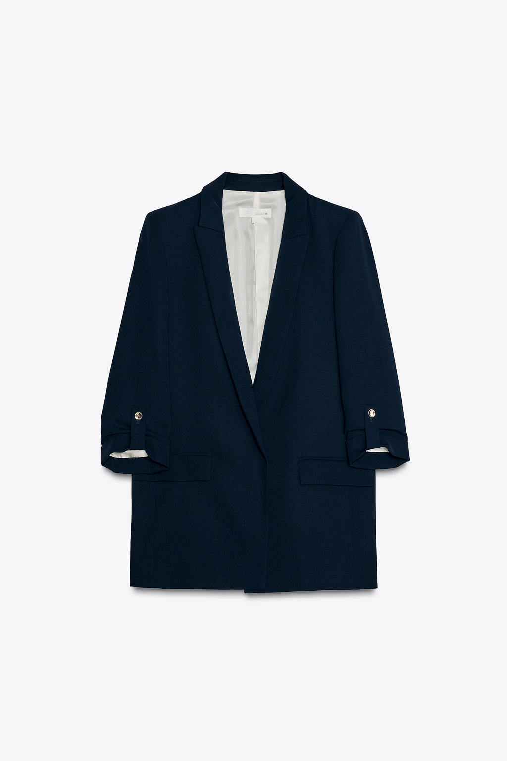 Navy Rolled-Up Sleeves Blazer