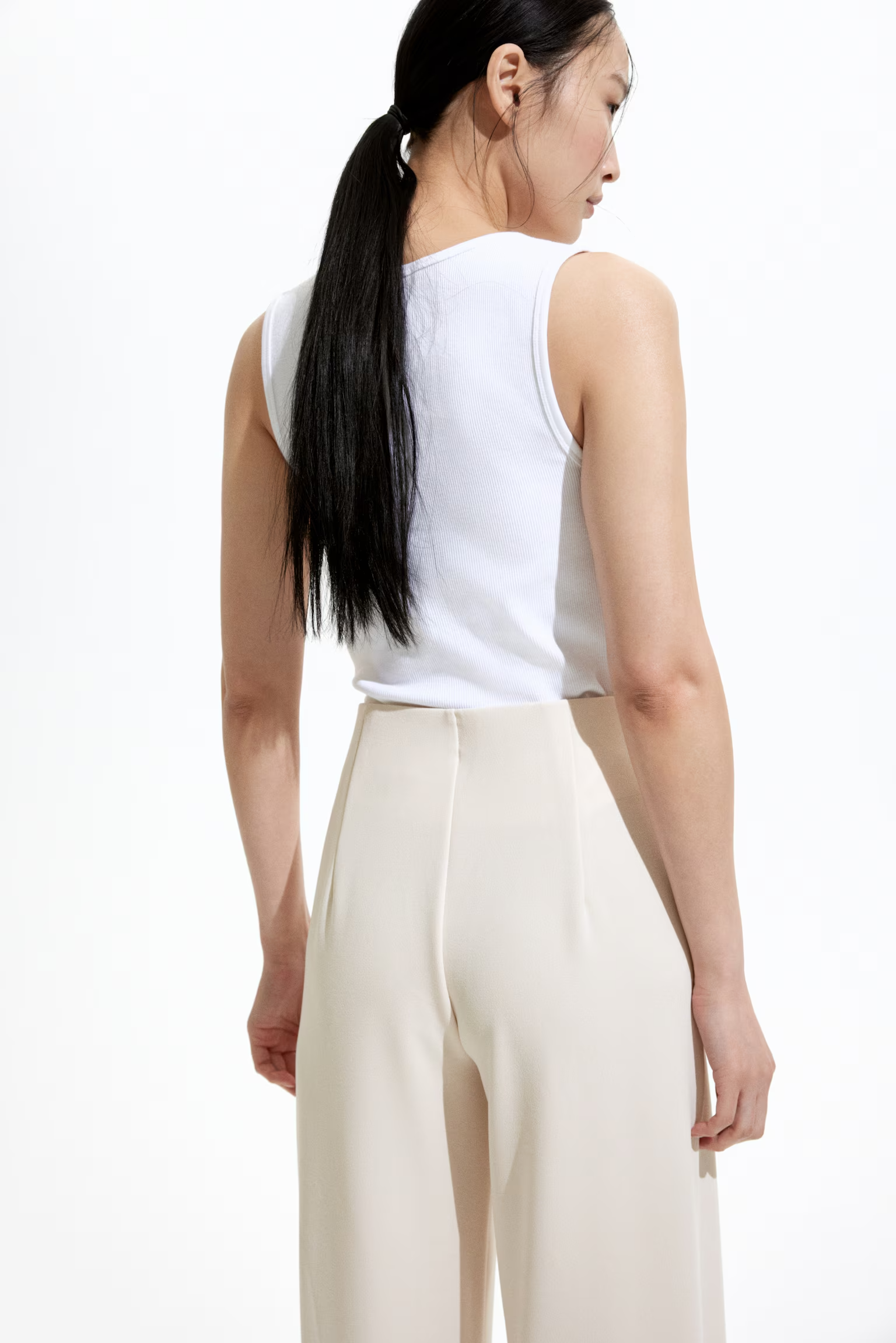 Button-Front Trousers In Cream