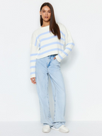 Striped Crop Acrylic Pullover